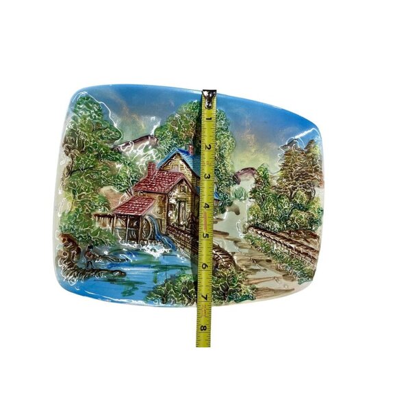 Hand-Painted Japan 3D Ceramic Scenic Plates Country, Winter & Spring  Plaque Set - Picture 6 of 7